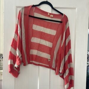 Striped Coral and White Women's Sweater